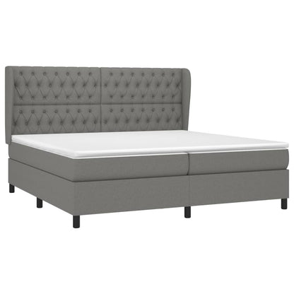 Giroletto a Molle con Materasso Grigio Scuro 200x200 cm Tessuto | homemem39