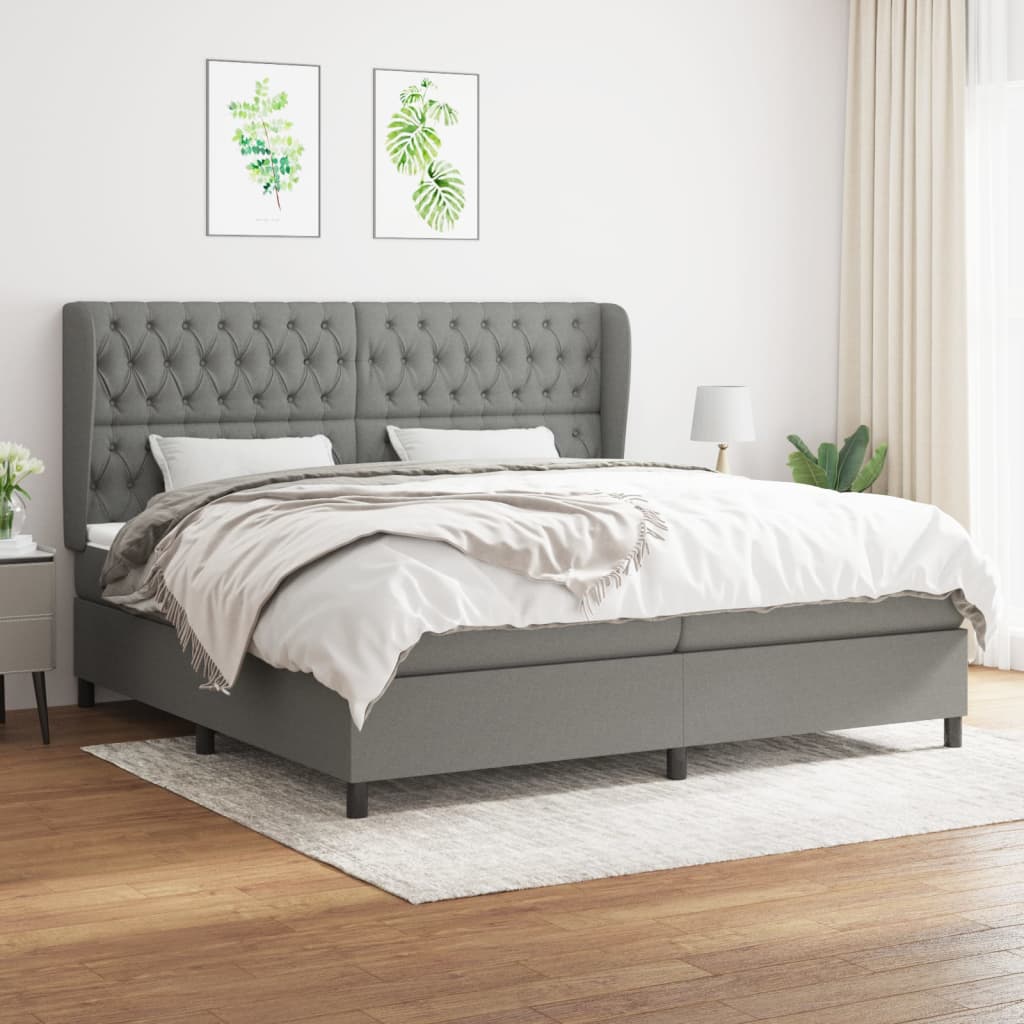 Giroletto a Molle con Materasso Grigio Scuro 200x200 cm Tessuto | homemem39