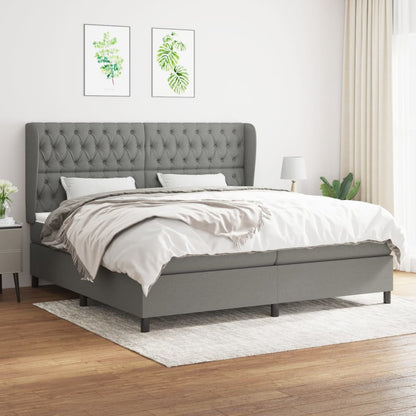 Giroletto a Molle con Materasso Grigio Scuro 200x200 cm Tessuto | homemem39
