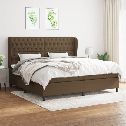 Giroletto a Molle con Materasso Marrone Scuro 200x200cm Tessuto | homemem39