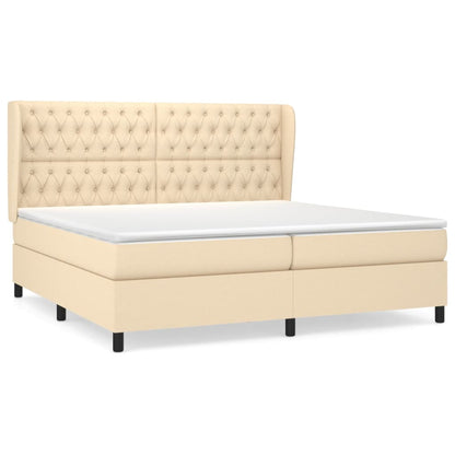 Giroletto a Molle con Materasso Crema 200x200 cm in Tessuto | homemem39