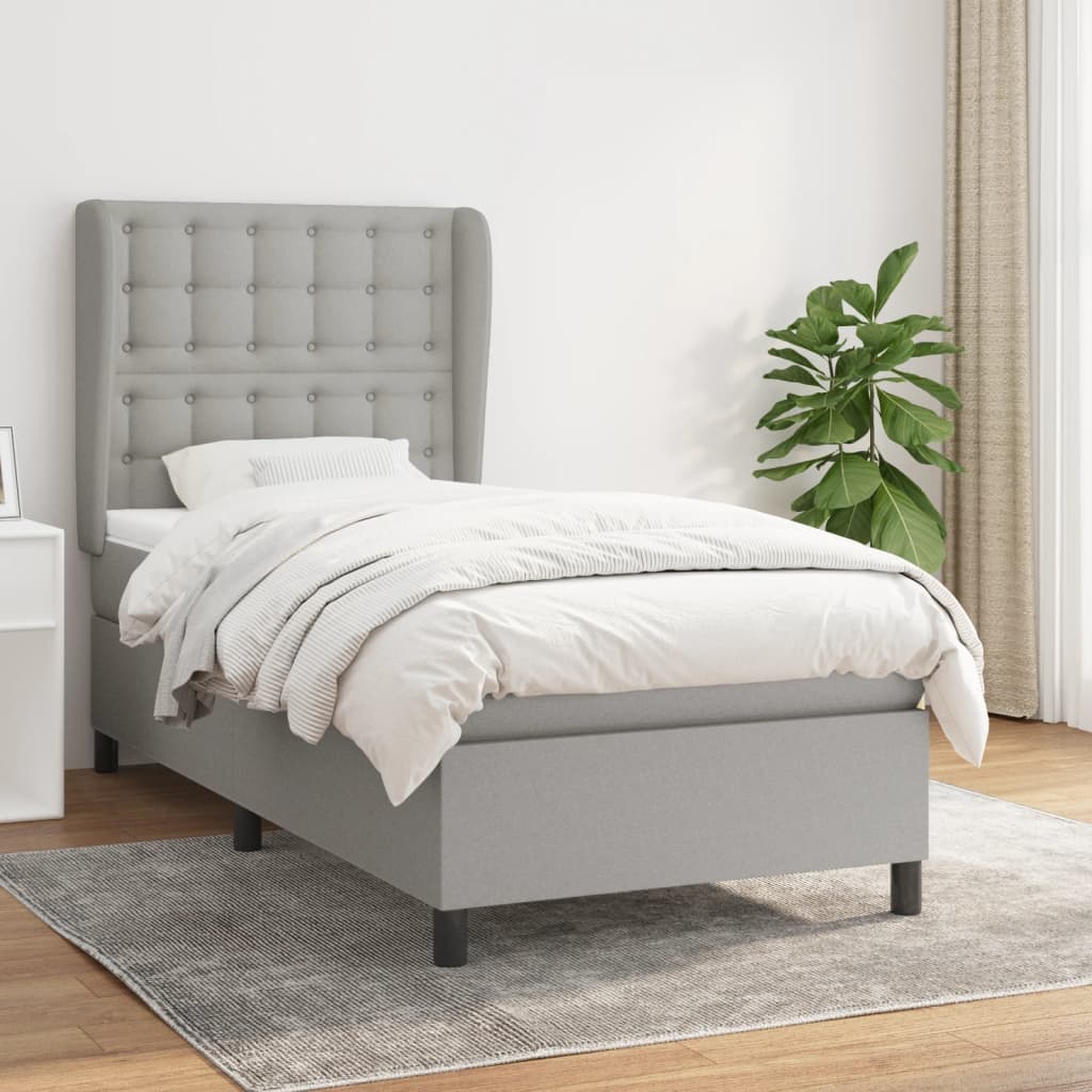 Giroletto a Molle con Materasso Grigio Chiaro 80x200 cm Tessuto | homemem39