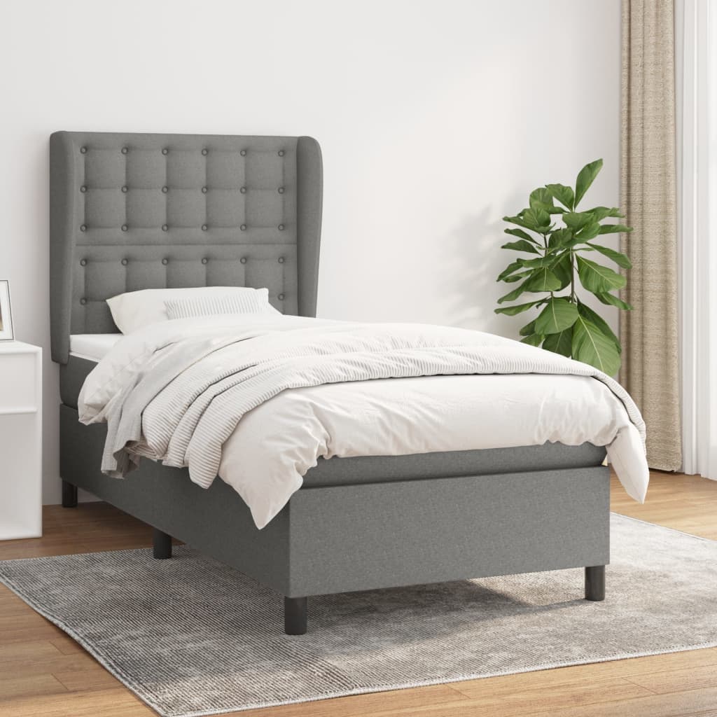 Giroletto a Molle con Materasso Grigio Scuro 80x200 cm Tessuto | homemem39