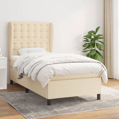 Giroletto a Molle con Materasso Crema 90x190 cm in Tessuto | homemem39
