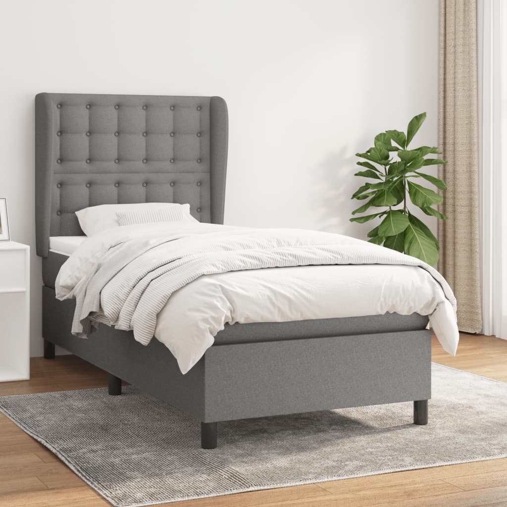 Giroletto a Molle con Materasso Grigio Scuro 90x200 cm Tessuto | homemem39