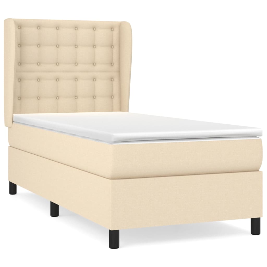 Giroletto a Molle con Materasso Crema 100x200 cm in Tessuto | homemem39