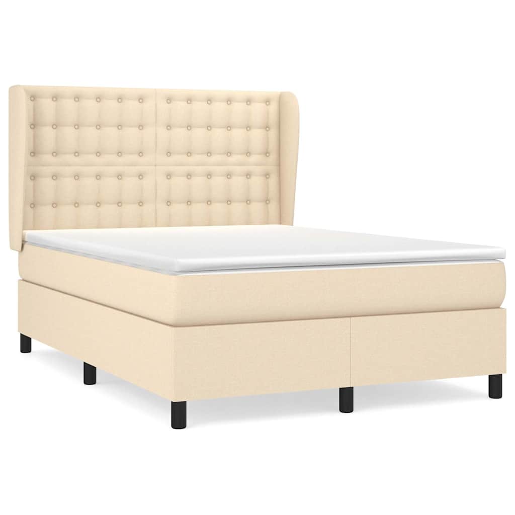 Giroletto a Molle con Materasso Crema 140x19 cm in Tessuto