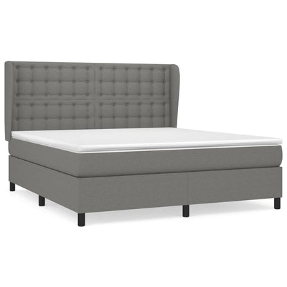 Giroletto a Molle con Materasso Grigio Scuro 160x200 cm Tessuto | homemem39