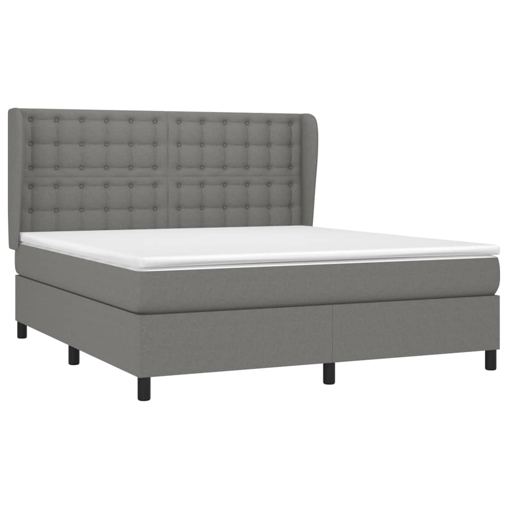 Giroletto a Molle con Materasso Grigio Scuro 160x200 cm Tessuto | homemem39
