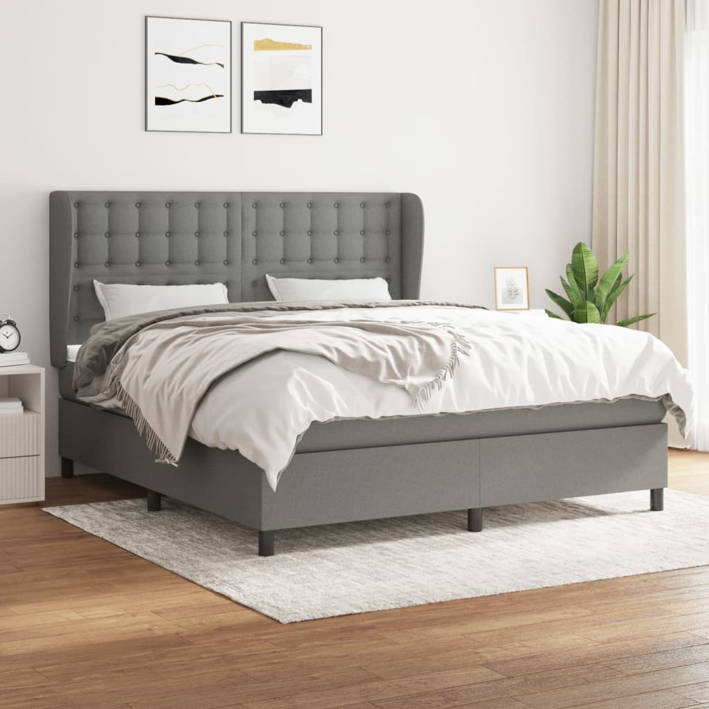 Giroletto a Molle con Materasso Grigio Scuro 160x200 cm Tessuto | homemem39
