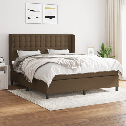 Giroletto a Molle con Materasso Marrone Scuro 160x200cm Tessuto | homemem39