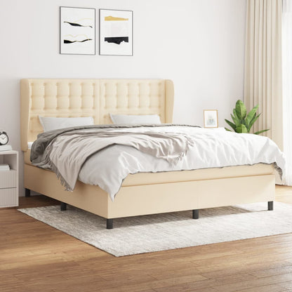 Giroletto a Molle con Materasso Crema 160x200 cm in Tessuto | homemem39
