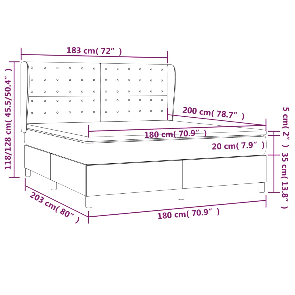 Giroletto a Molle con Materasso Grigio Chiaro180x200 cm Tessuto | homemem39