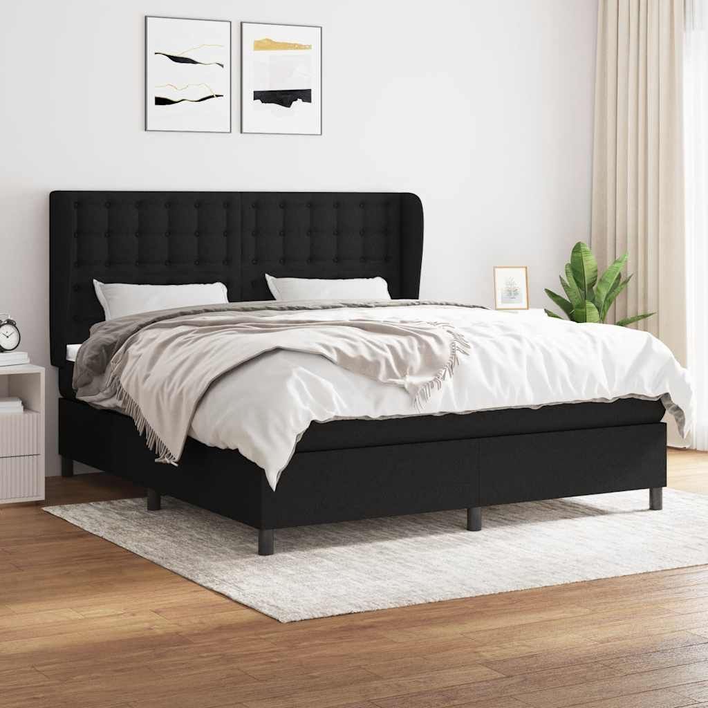 Giroletto a Molle con Materasso Nero 180x200 cm in Tessuto | homemem39