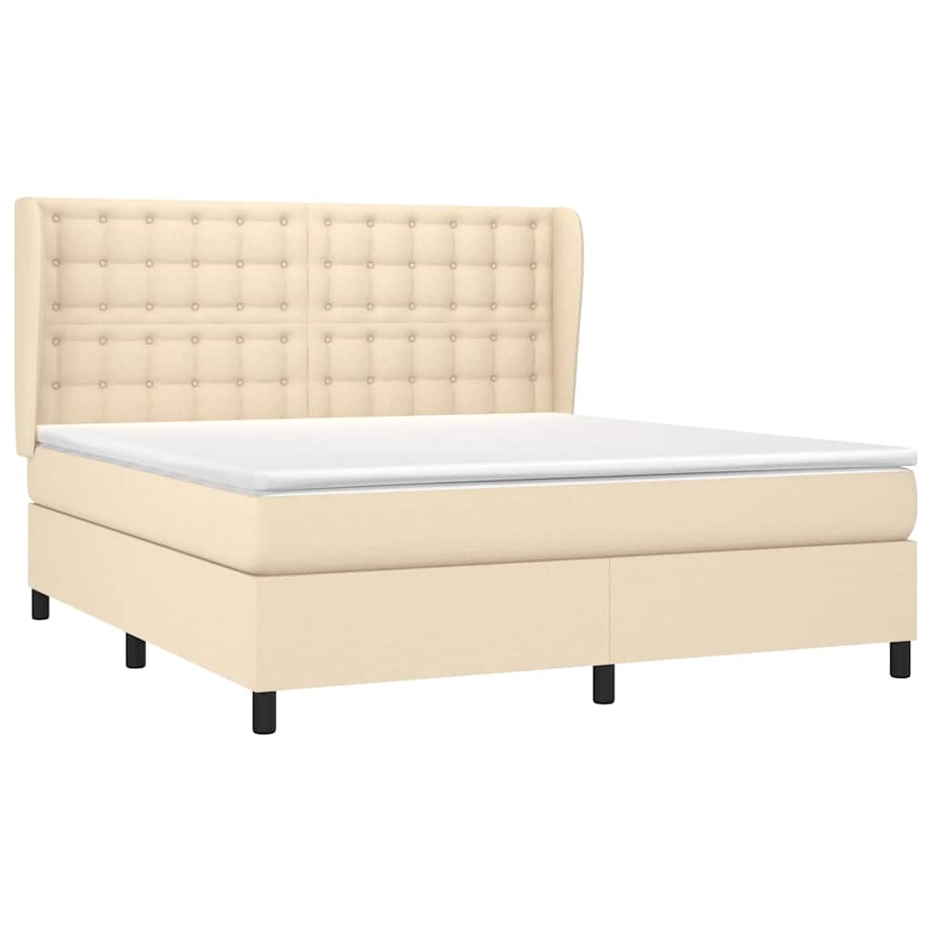 Giroletto a Molle con Materasso Crema 180x200 cm in Tessuto | homemem39
