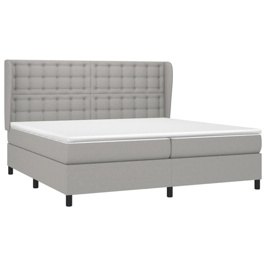 Giroletto a Molle con Materasso Grigio Chiaro 200x200cm Tessuto | homemem39