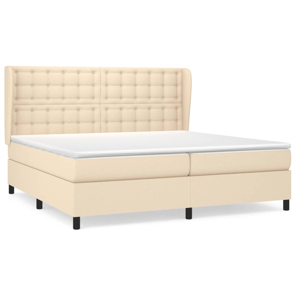 Giroletto a Molle con Materasso Crema 200x200 cm in Tessuto | homemem39