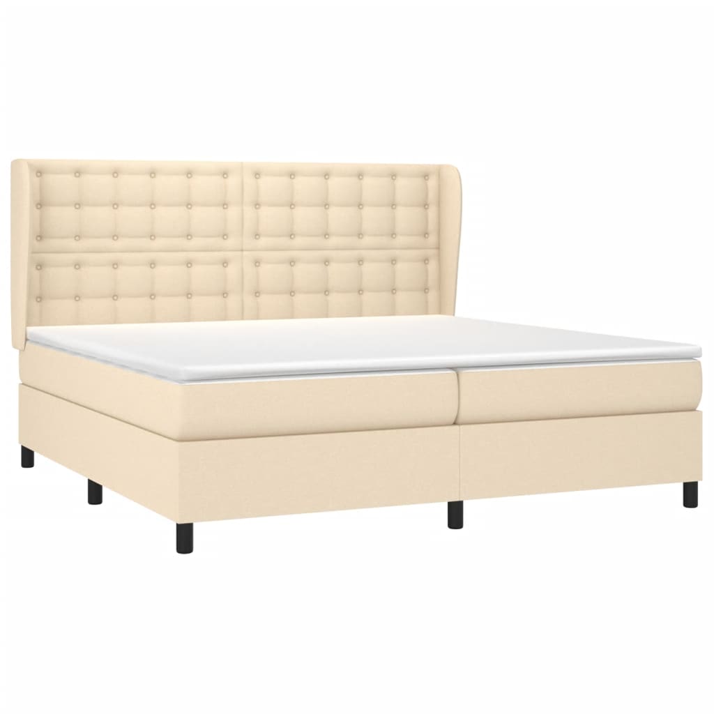 Giroletto a Molle con Materasso Crema 200x200 cm in Tessuto | homemem39