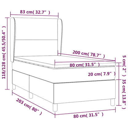 Giroletto a Molle con Materasso Nero 80x200 cm inTessuto | homemem39