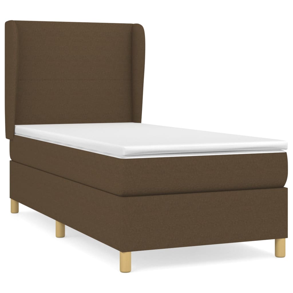 Giroletto a Molle con Materasso Marrone Scuro 90x190cm Tessuto | homemem39