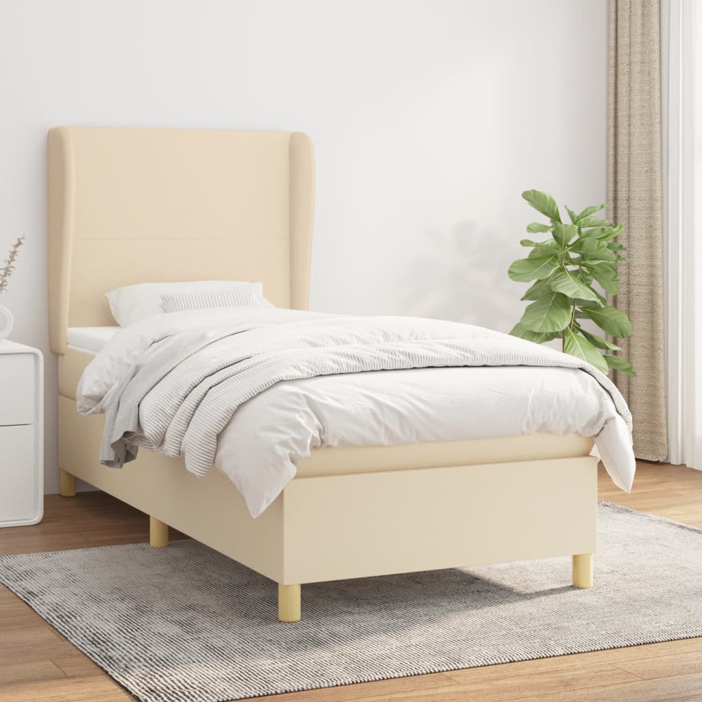 Giroletto a Molle con Materasso Crema 90x190 cm in Tessuto | homemem39