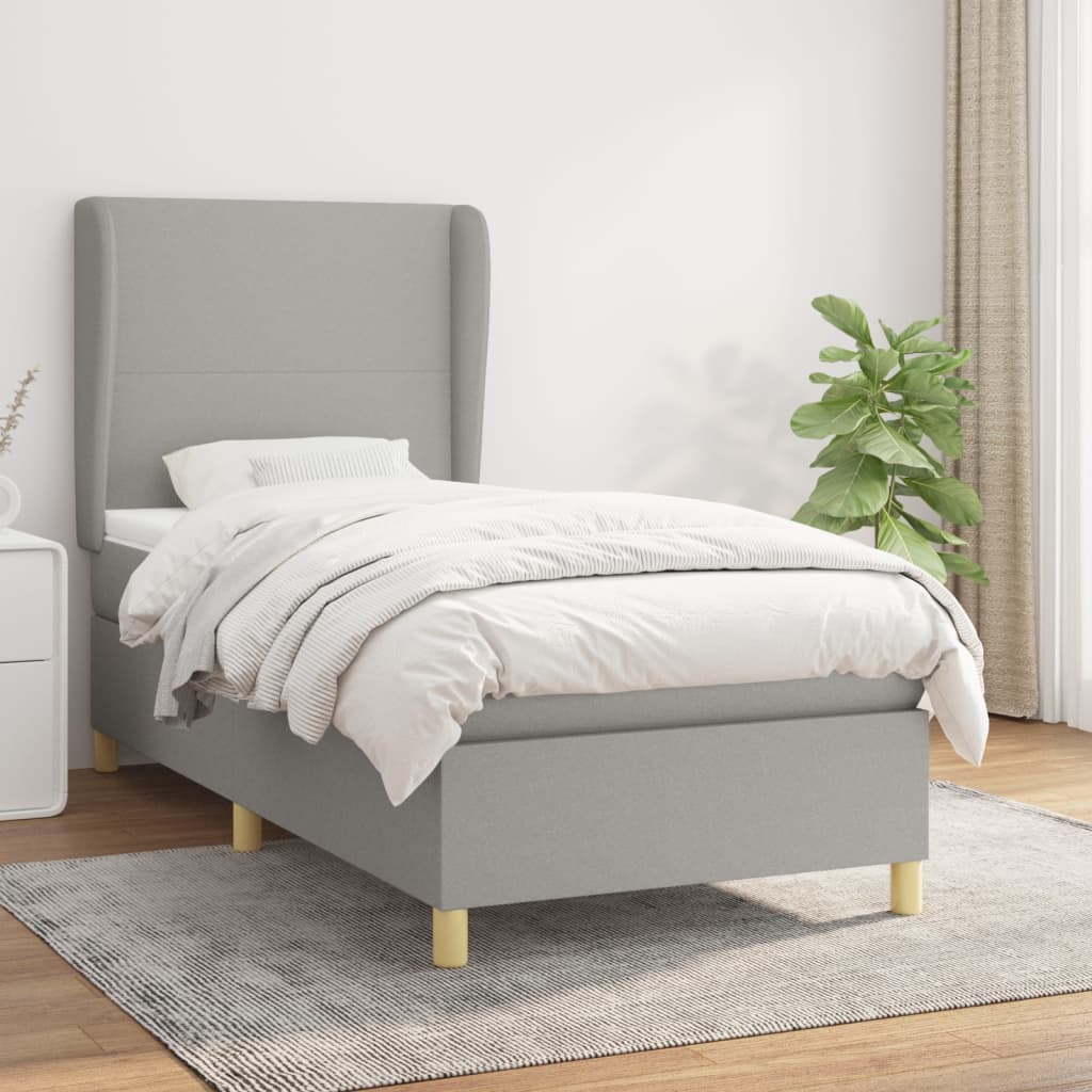 Giroletto a Molle con Materasso Grigio Chiaro 90x200 cm Tessuto | homemem39