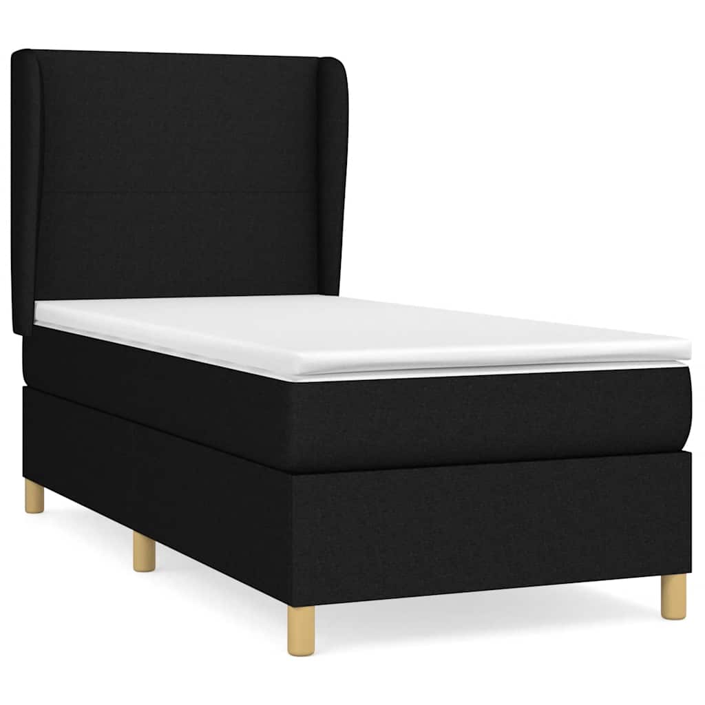 Giroletto a Molle con Materasso Nero 90x200 cm in Tessuto | homemem39