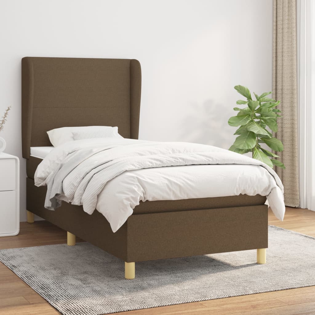 Giroletto a Molle con Materasso Marrone Scuro 100x200cm Tessuto | homemem39