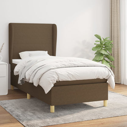 Giroletto a Molle con Materasso Marrone Scuro 100x200cm Tessuto | homemem39
