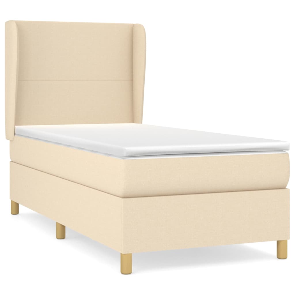 Giroletto a Molle con Materasso Crema 100x200 cm in Tessuto | homemem39