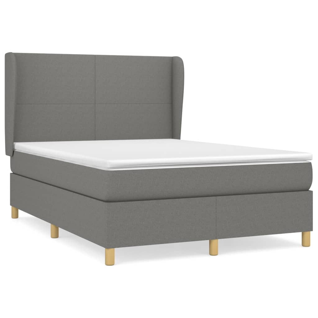 Giroletto a Molle con Materasso Grigio Scuro 140x190 cm Tessuto | homemem39