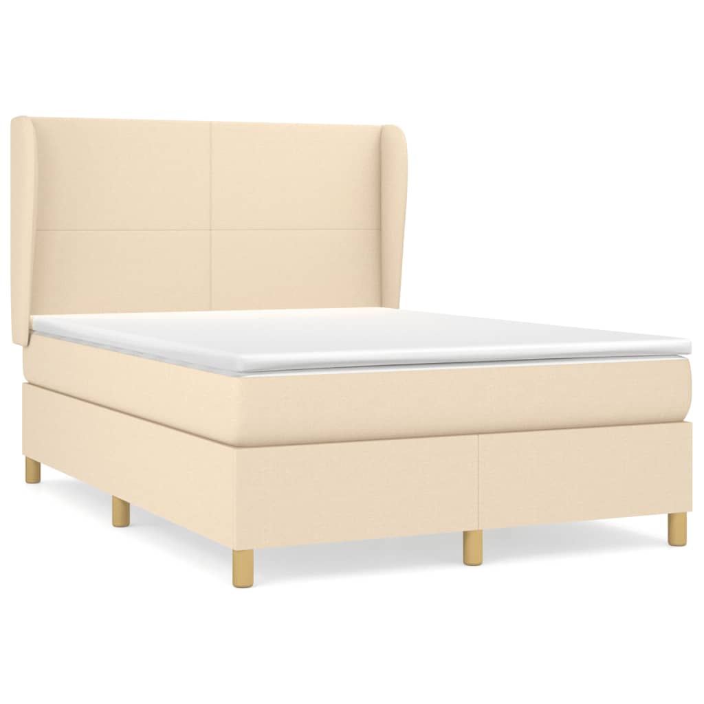 Giroletto a Molle con Materasso Crema 140x200 cm in Tessuto | homemem39