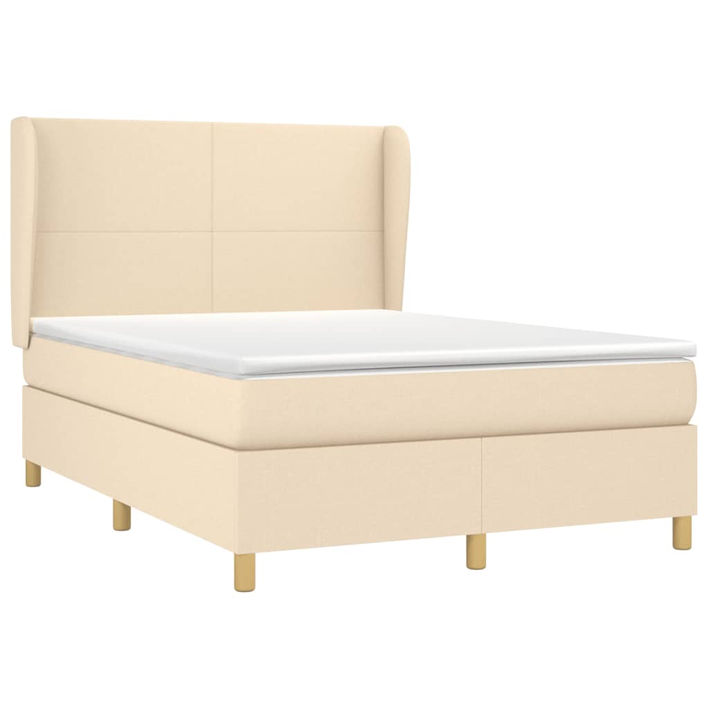 Giroletto a Molle con Materasso Crema 140x200 cm in Tessuto | homemem39