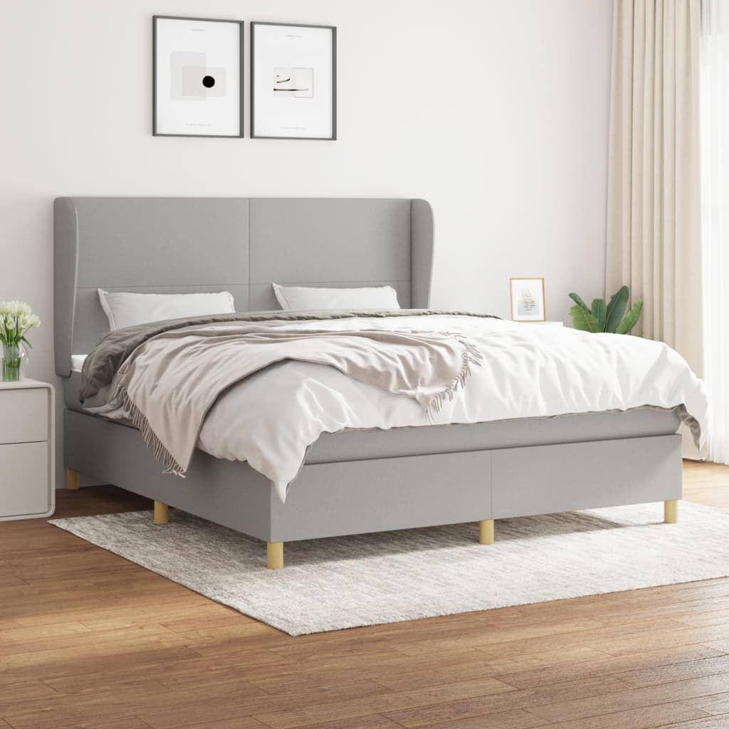 Giroletto a Molle con Materasso Grigio Chiaro160x200 cm Tessuto | homemem39