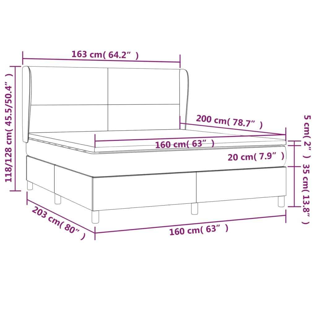 Giroletto a Molle con Materasso Grigio Scuro 160x200 cm Tessuto | homemem39