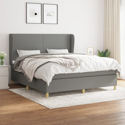 Giroletto a Molle con Materasso Grigio Scuro 160x200 cm Tessuto | homemem39