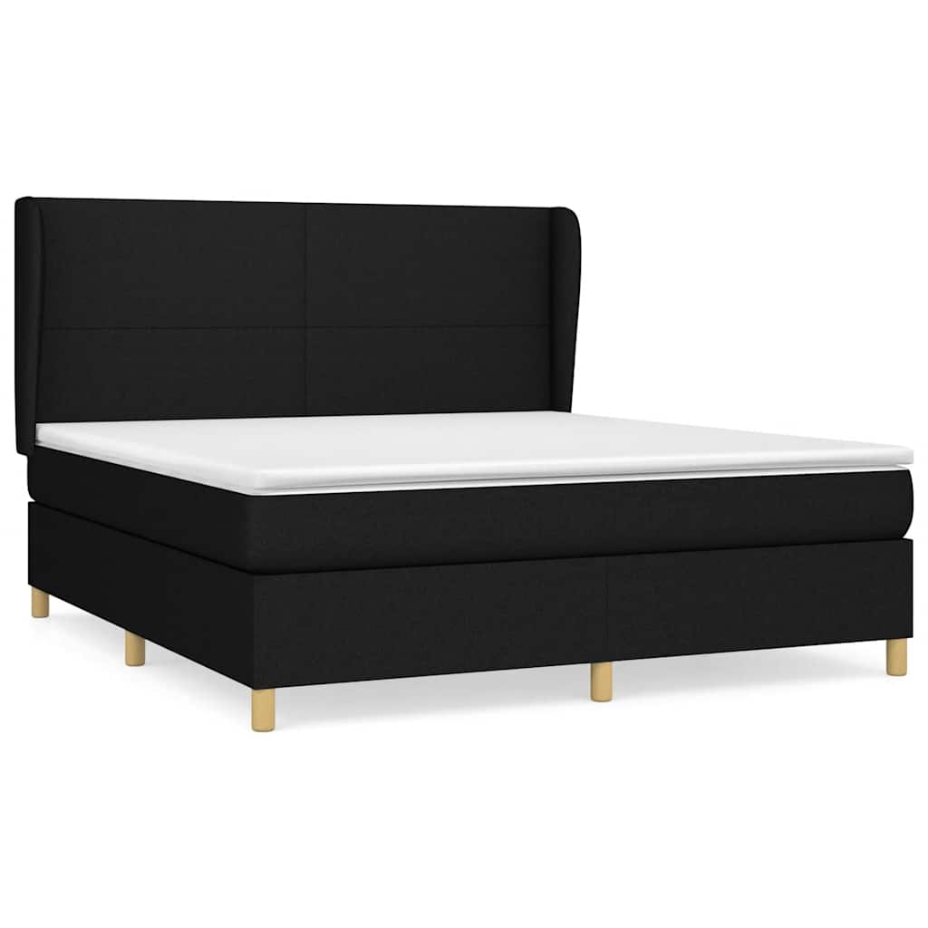 Giroletto a Molle con Materasso Nero 160x200 cm in Tessuto | homemem39