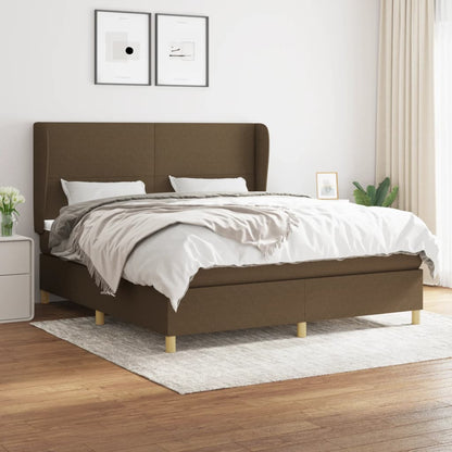 Giroletto a Molle con Materasso Marrone Scuro 160x200cm Tessuto | homemem39