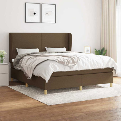 Giroletto a Molle con Materasso Marrone Scuro 160x200cm Tessuto