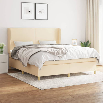 Giroletto a Molle con Materasso Crema 160x200 cm in Tessuto | homemem39