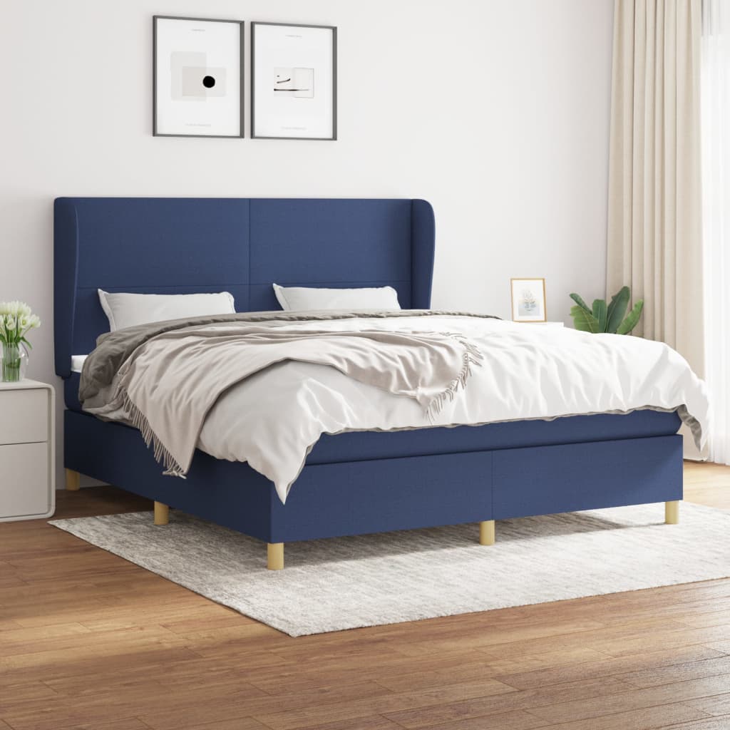 Giroletto a Molle con Materasso Blu 160x200 cm in Tessuto | homemem39