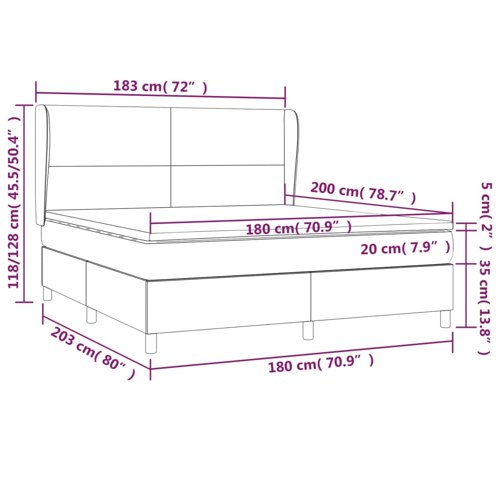 Giroletto a Molle con Materasso Grigio Scuro 180x200 cm Tessuto | homemem39