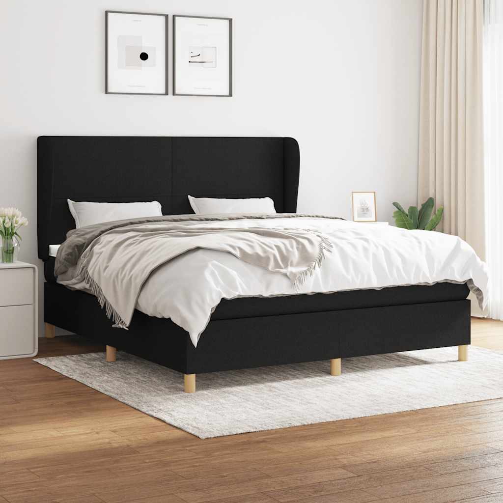 Giroletto a Molle con Materasso Nero 180x200 cm in Tessuto | homemem39