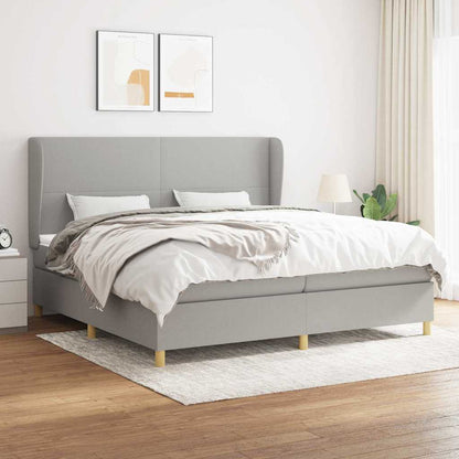 Giroletto a Molle con Materasso Grigio Chiaro 200x200cm Tessuto