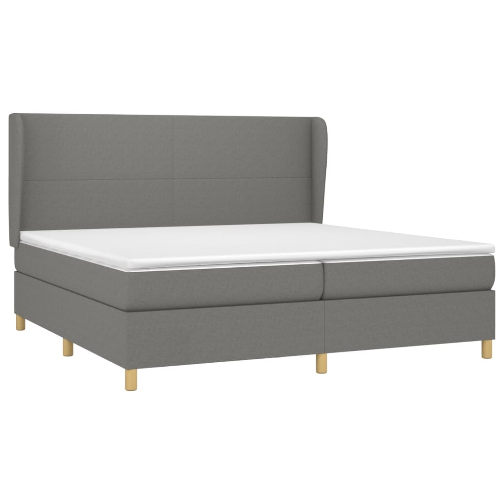 Giroletto a Molle con Materasso Grigio Scuro 200x200 cm Tessuto | homemem39