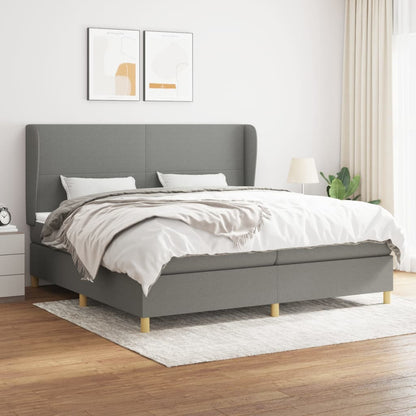 Giroletto a Molle con Materasso Grigio Scuro 200x200 cm Tessuto | homemem39
