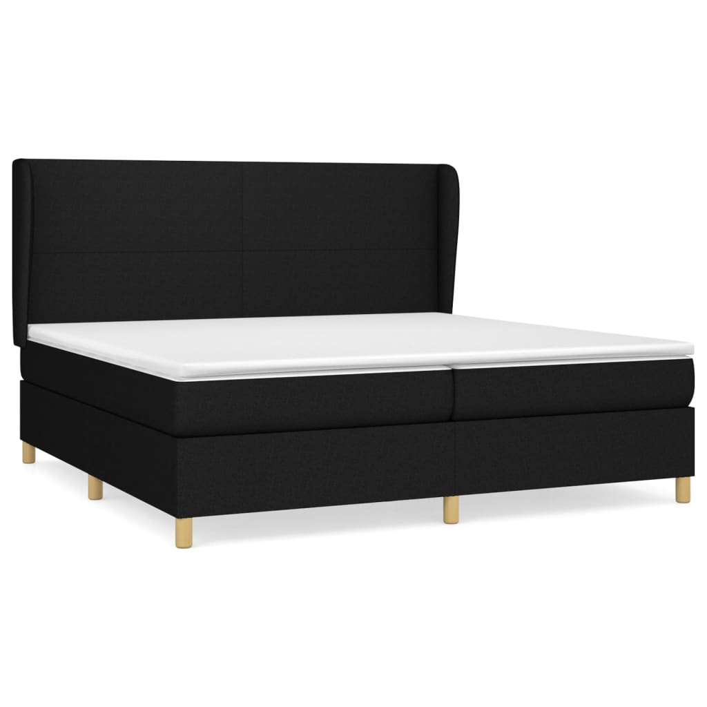 Giroletto a Molle con Materasso Nero 200x200 cm in Tessuto | homemem39