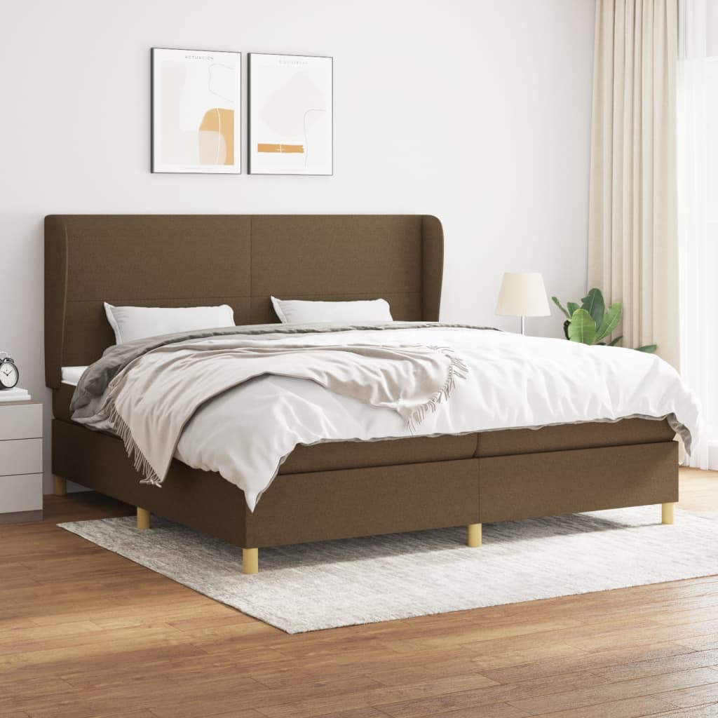 Giroletto a Molle con Materasso Marrone Scuro 200x200cm Tessuto | homemem39
