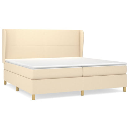 Giroletto a Molle con Materasso Crema 200x200 cm in Tessuto | homemem39
