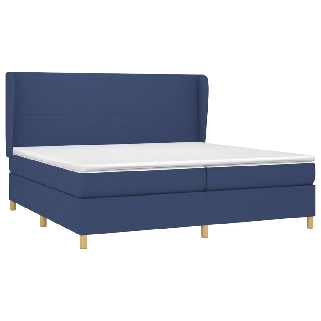 Giroletto a Molle con Materasso Blu 200x200 cm in Tessuto | homemem39